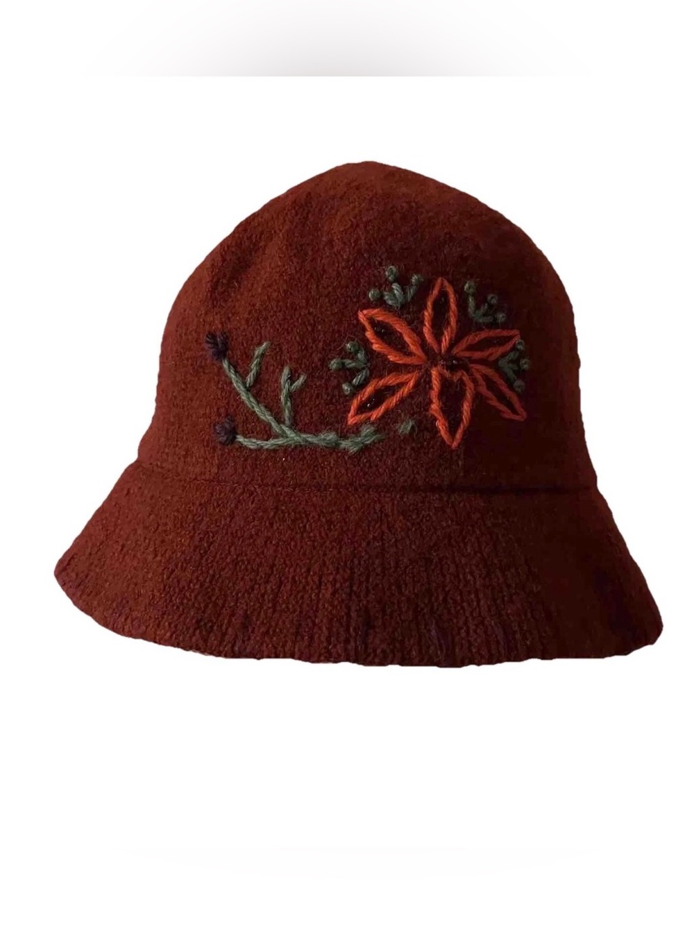 Vintage Y2K Gap Women's Bucket Hat Size M/L Embroidered Floral Burnt Orange